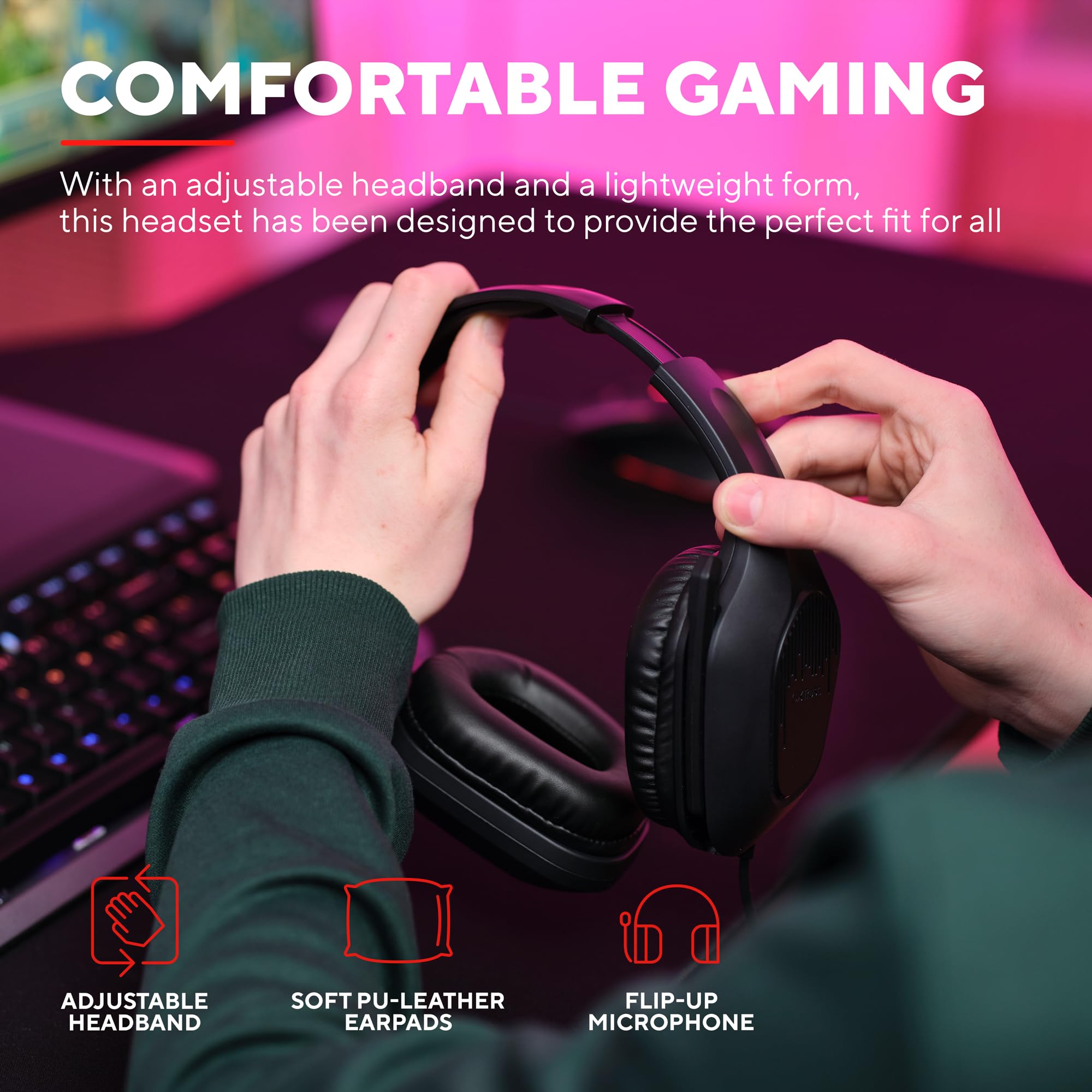 Trust Gaming GXT 792 Quadrox Kit 4-in-1 Mouse e Tastiera Gaming, Layout Italiano QWERTY, Cuffie con Microfono Leggere Jack Audio 3.5 mm, Tappetino, Bundle Pacchetto Gamer RGB per PC, Laptop - Nero