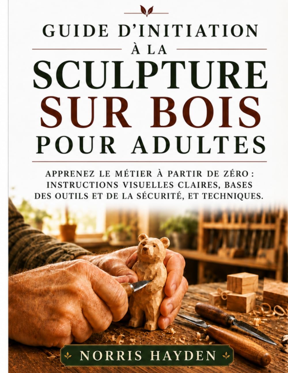 Guide d'initiation à la sculpture sur bois pour adultes: Apprenez le métier à partir de zéro : instructions visuelles claires, bases des outils et de la sécurité, et techniques.