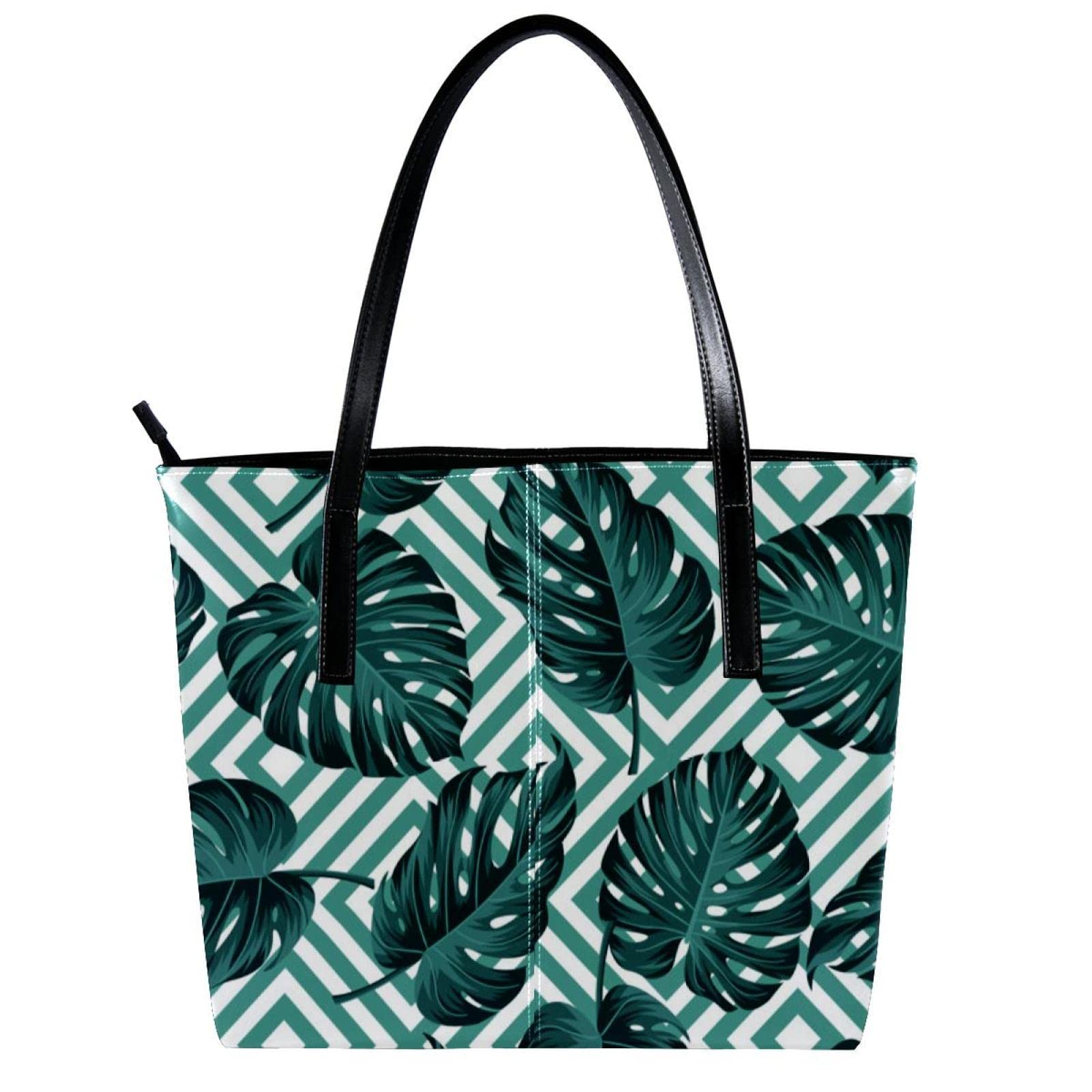 Bolso de hombro ligero casual para la escuela, bolso de mano para profesores, bolso de mano con patrón de hojas tropicales, diseño geométrico, Varios colores