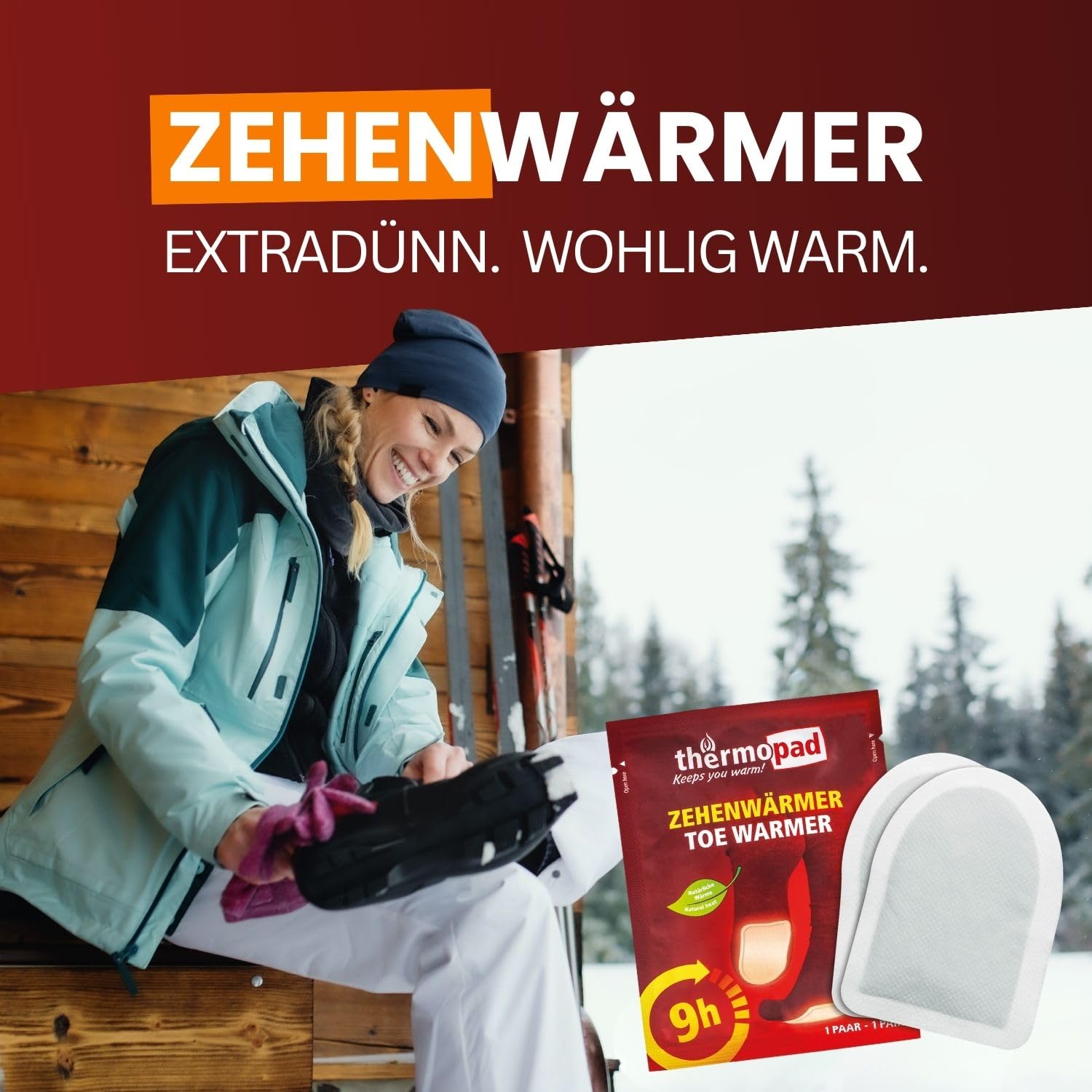 THERMOPAD Zehenwärmer – DAS ORIGINAL: 20 Paar Wärmepads für 9 Stunden Wärme I sofort einsatzbereite Fußwärmer I Extra Warmer Fusswärmer – ideal für Outdoor-Aktivitäten & Ski-Schuhe I Fuss-Wärmekissen