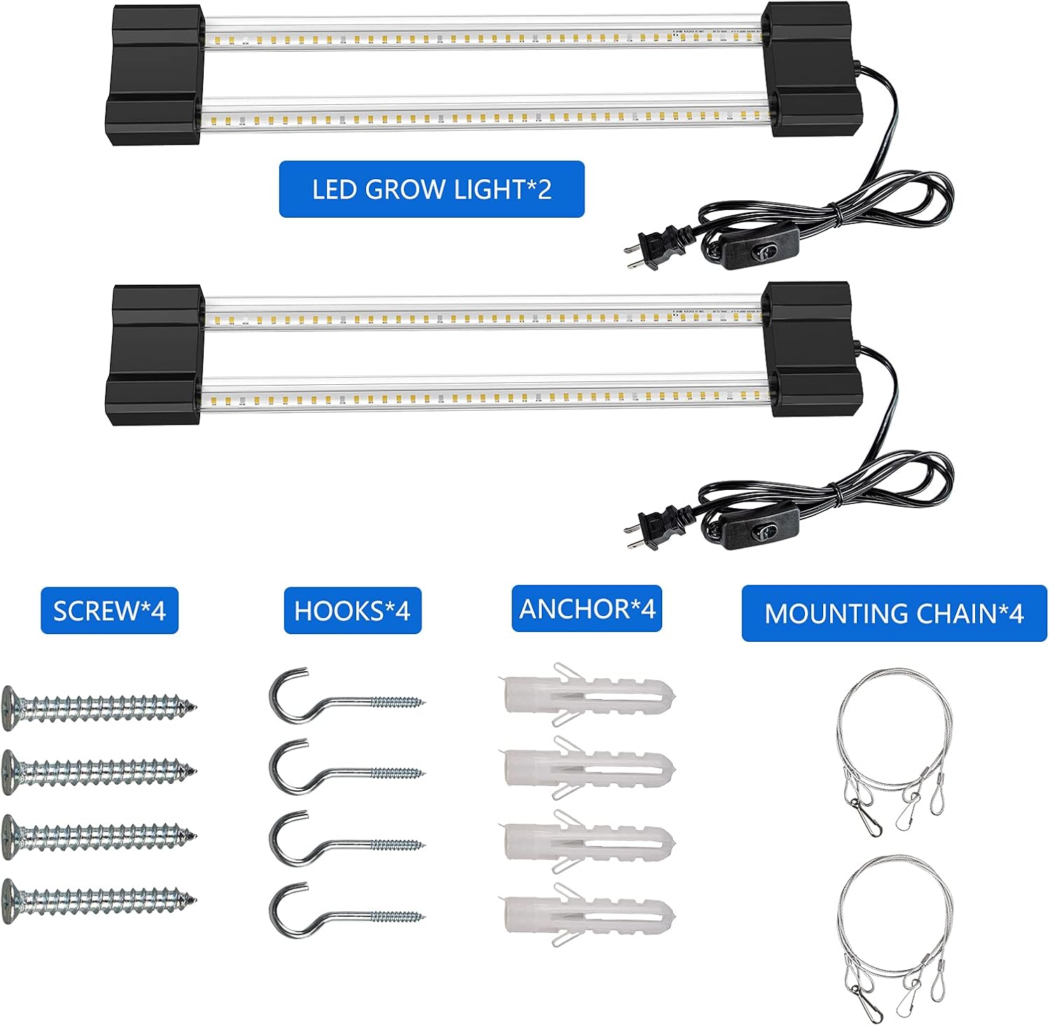 LED Grow Lights 16W Full Spectrum Integrated Growing Lamp Lighting Fixtures with High PPFD for Greenhouse Hydroponic Indoor Plant Seedling Veg and Flower