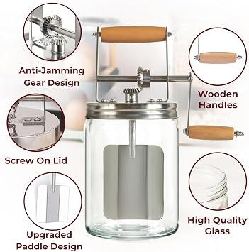 Butter Churner Hand Crank Mason Jar Homemade Butter Churn Kit Machine