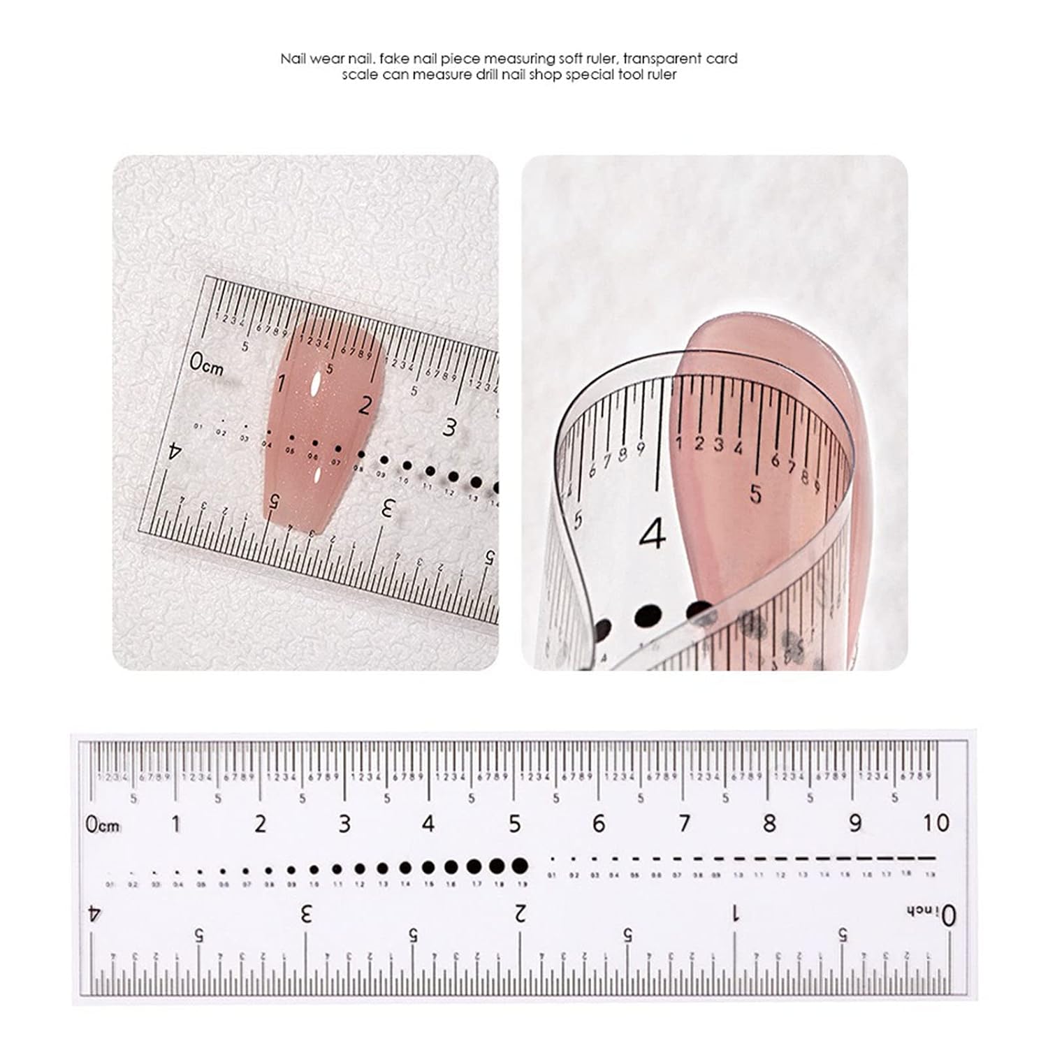 5 Pieces/Set Flexible Nail Art Ruler Transparent Nail Measure Ruler Manicure Ruler Portable Measuring Equipment Tools 5 Pcs Nail Measure Rulers Flexible Nail Art Rulers Transparent Manicure Rulers