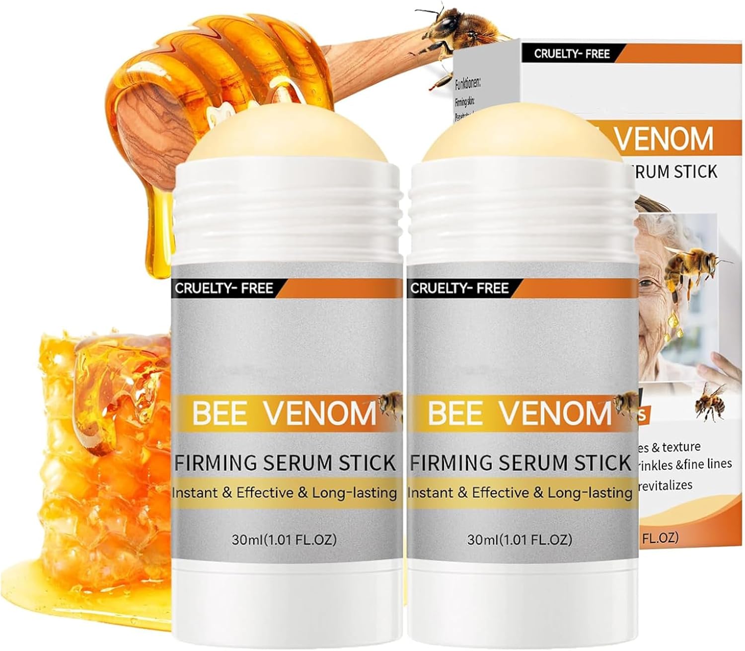 2PCS Bee Venom Firming Serum Stick – Anti Aging Serum – Skin Tightening Cream For Face – Lift & Smooth Fine Lines, Natural Element – Face Serum for Women – All Skin Types 30ml*2