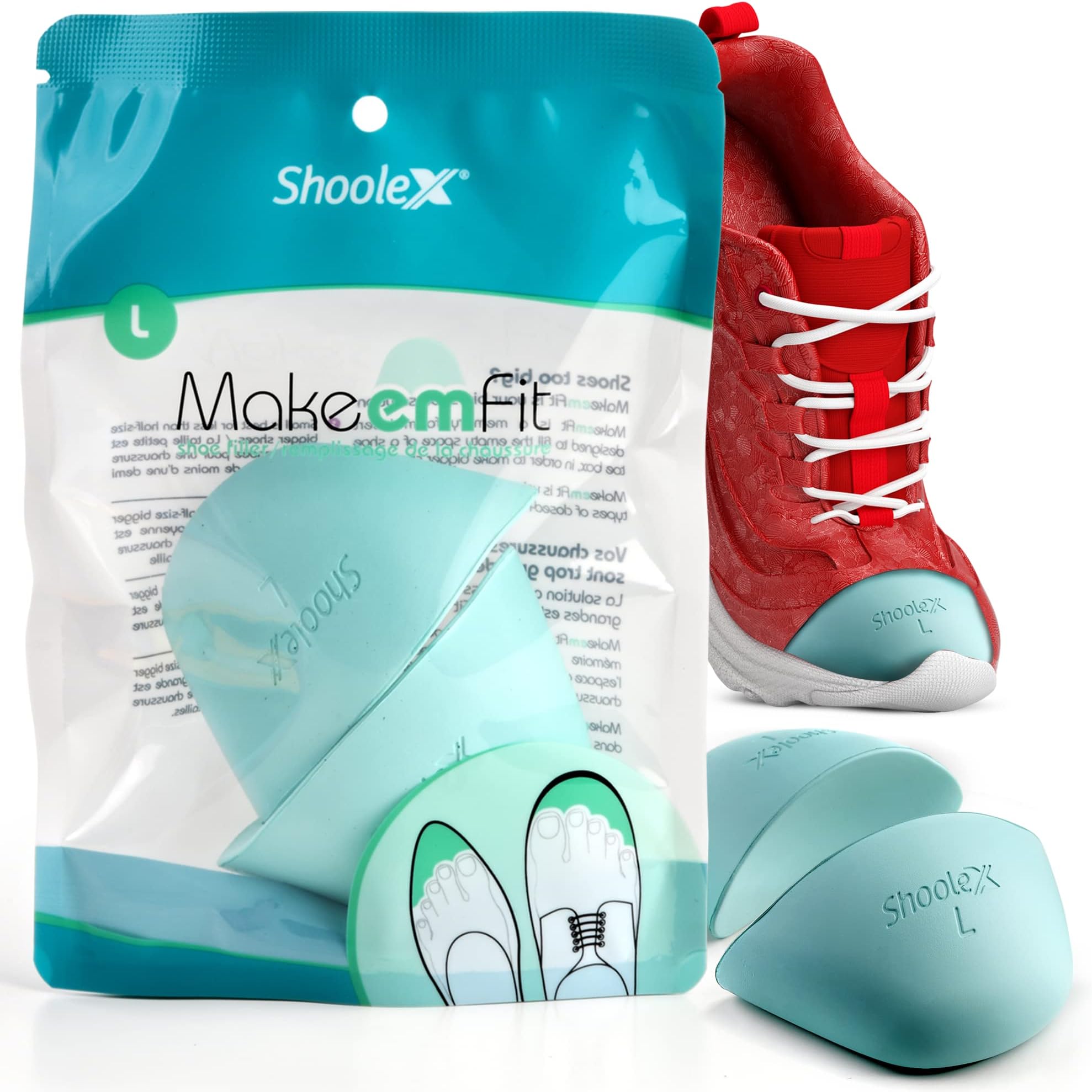 Shoolex Shoe Filler for Too Big Shoes Men/Women Memory Foam Toe Cushion Insert to Make Shoes Fit Tighter Shoe Size Reducer for Sport Dress Casual High Heels (Small)