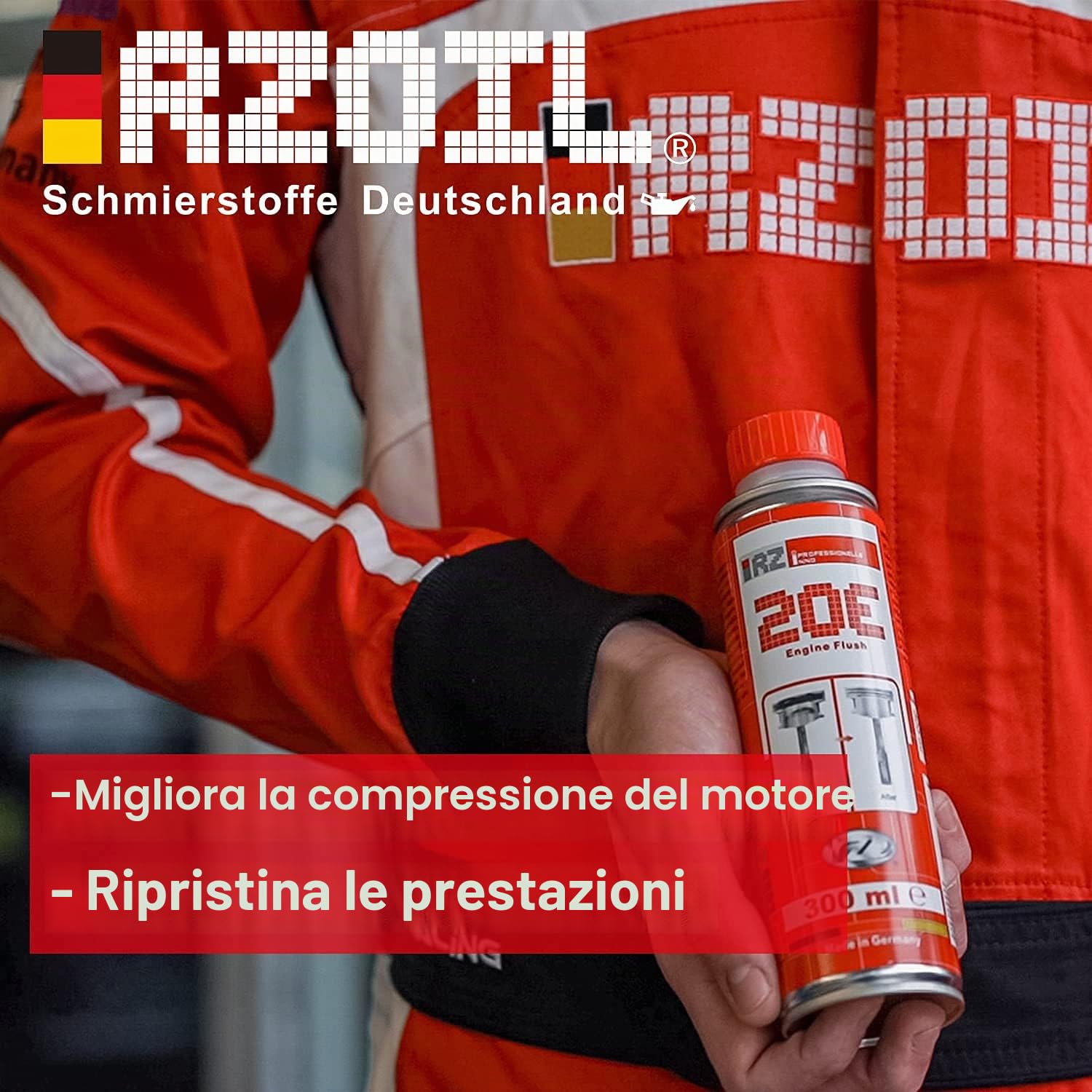 1 risciacquo motore RZ20E, detergente per motore, lavaggio dell'olio, detergente per sistemi dell'olio, additivo per olio, detergente per motore, motore e flacone da 300 ml