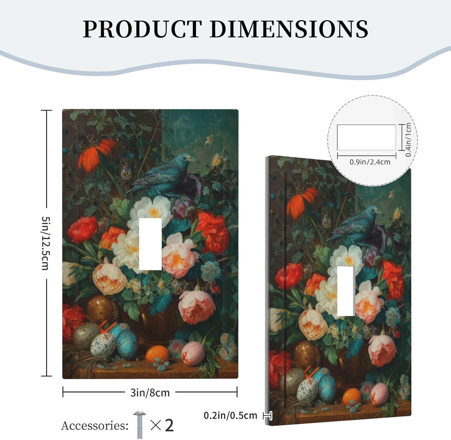 Decorative Art Light Switch Covers Flowers, Bird & Eggs Single Toggle Wall Plate Decorative Switchcover Electrical Switchplate for Home Decor image 5