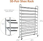 Amazon Basics 50-Pair Shoe Rack Organizer, Chrome