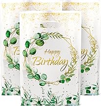 Pack of 30 Birthday Gift Bags Candy Biscuit Pouch Happy Birthday Party for Children Girls Boys (Green)
