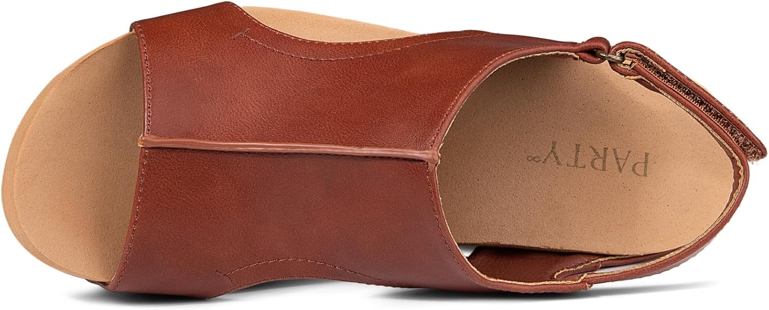 PARTY Women's Wedge Sandals With Buckle Ankle Strap for Dressy Summer - Image 4