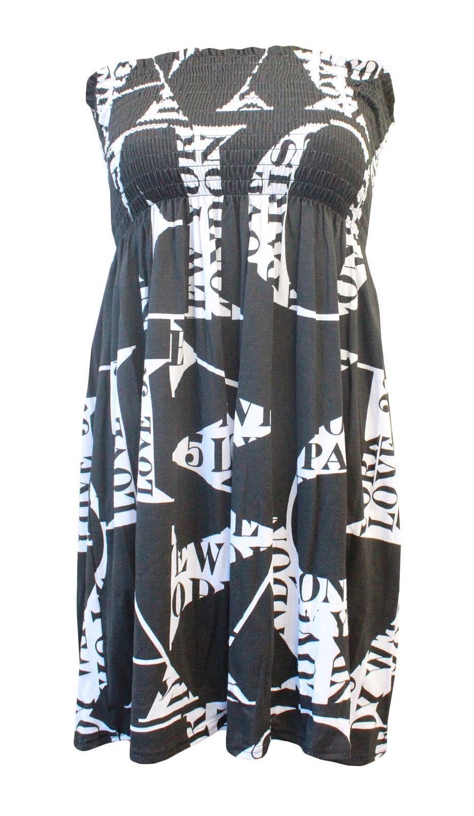 Women's Love Paris Sheering Plus Size Boob Tube Bandeau Strapless Top Dress Uk 8-26