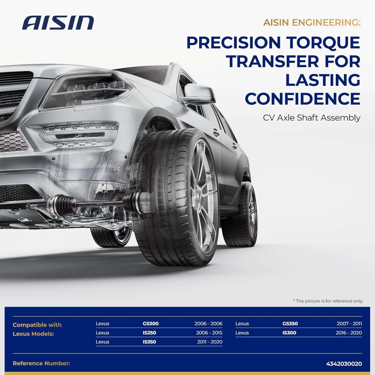 AISIN AFTERMARKET CVAT-01372 Front Driver CV Axle Shaft Assembly - Compatible with Lexus IS250 2006-2015, IS300 2016-2020, IS350 2011-2020, GS300 2006, GS350 2007-2011