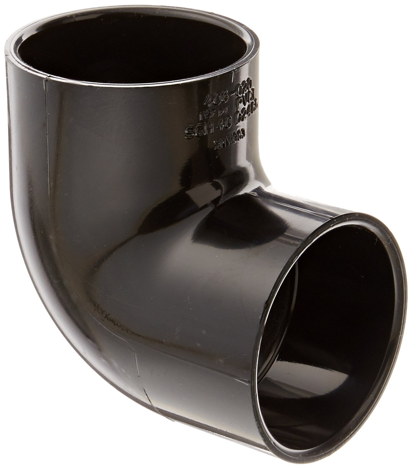 Spears 406-B Series PVC Pipe Fitting, 90 Degree Elbow, Schedule 40, Black, 5.1cm Socket