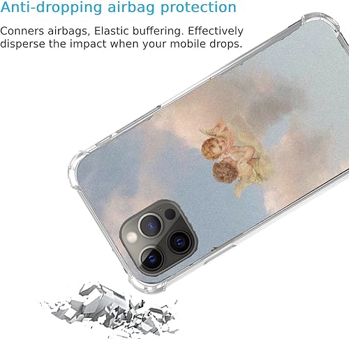 Miniatura 5 de Nsyosio Funda con diseño de lindo ángel para iPhone 13 Pro Max, funda estética de ángel rosa con nubes de bebé para hombres, mujeres y niñas, diseño