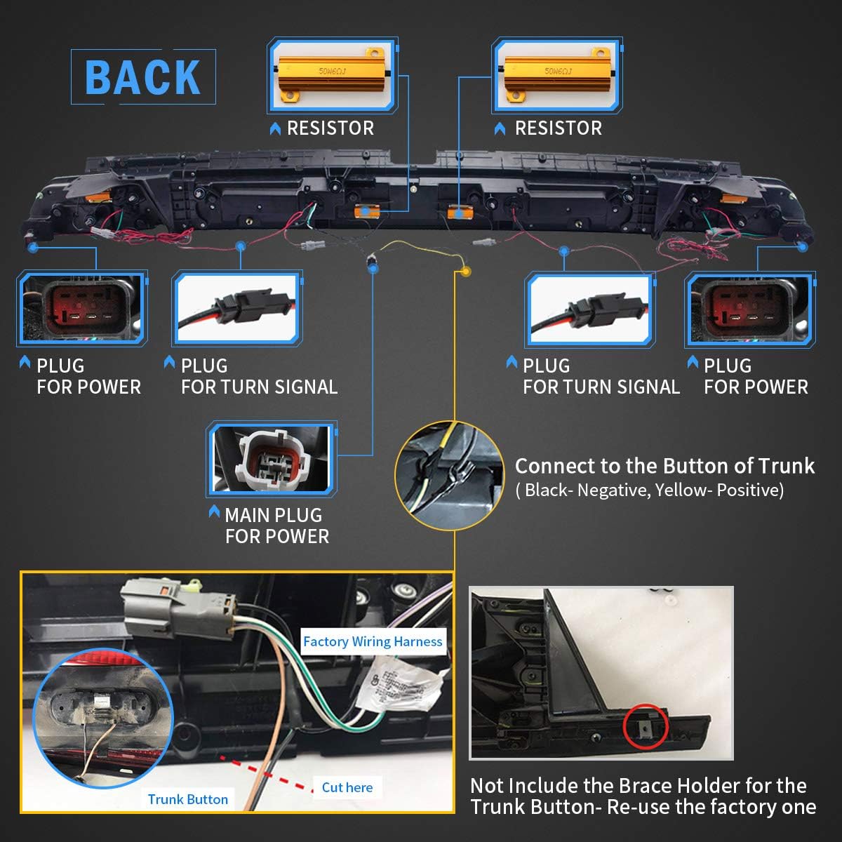 VLAND LED Tail lights Compatible with Dodge Challenger Coupe 2008-2014 3rd Gen Pre Facelift Rear Lamp Assembly w/Sequential Red Turn Signal, Smoke/Tinted Lens
