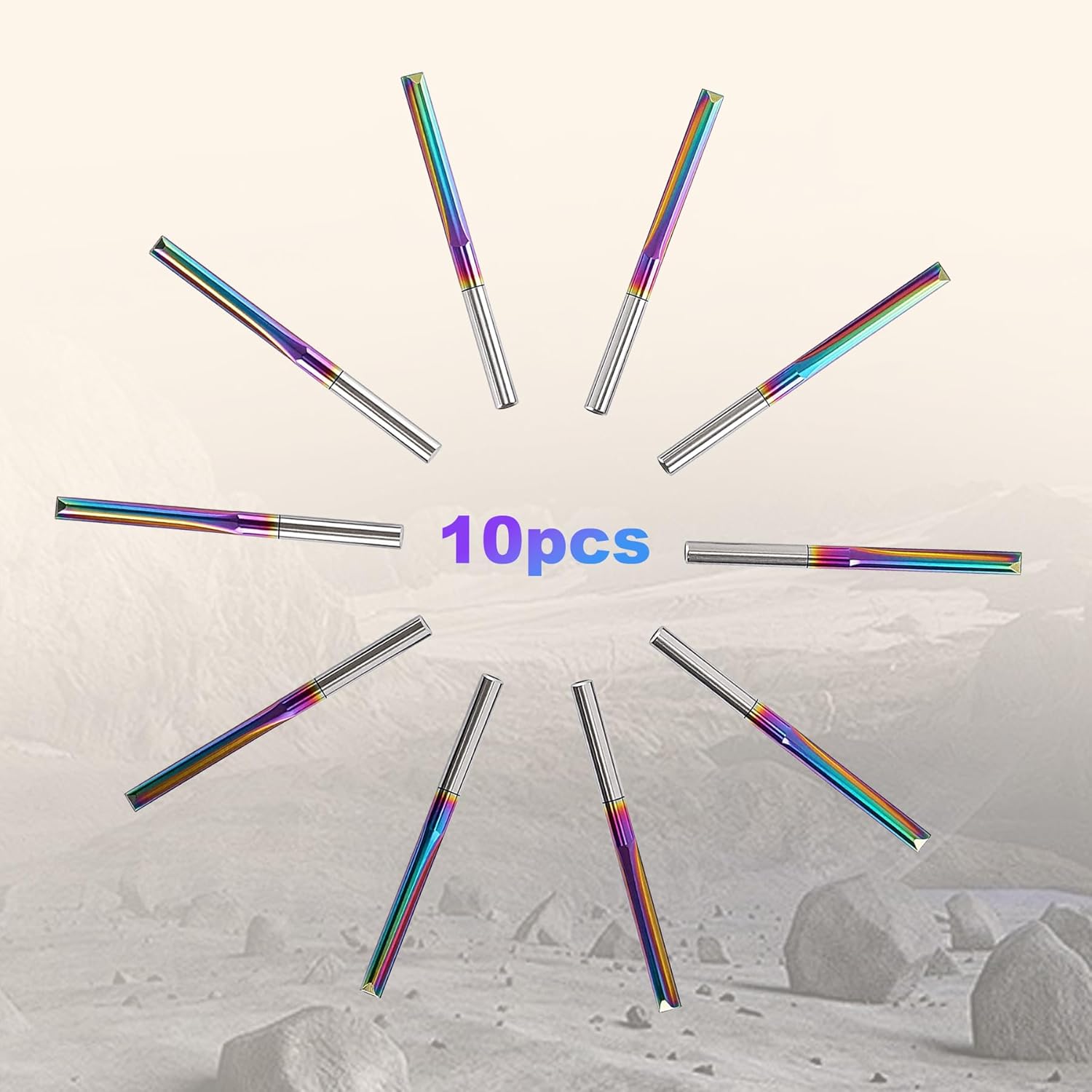 10 Pcs CNC Straight Router Bits 1/8 inch Shank, 2-Flute Carbide Straight Milling Cutter with DLC Coating, 22mm CEL/45mm OAL, CNC Milling Cutting for MDF, PVC, Acrylic, Chipboard & Woodworking