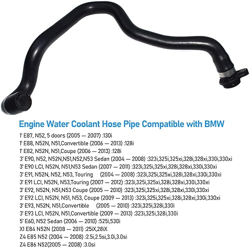 Miniatura 2 de Jaronx Para BMW Termostato de manguera de refrigerante de agua a la parte delantera del motor 11 53 7 545 890, manguera de refrigerante del motor