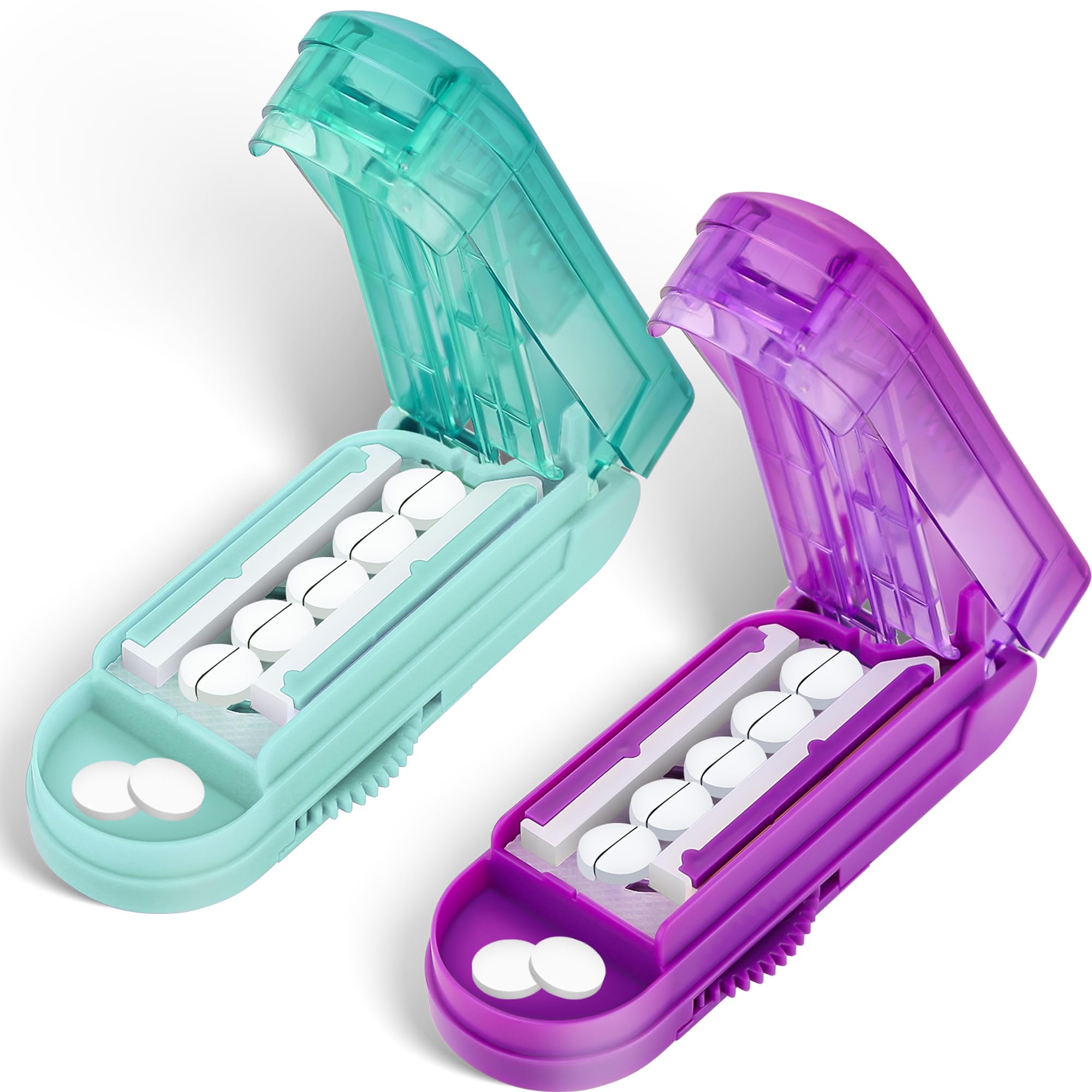 DUBSTAR Pill Cutter Splitter for Small and Tiny Pills, Purple ＆ Cyan