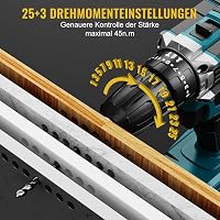 CONENTOOL 21V Akkus Fúró-Csavarozó Készlet, 45 Nm Nyomaték, 2 Sebességfokozat, 2x2000 mAh Akkumulátor, 30 Részes Tartozékkal 5