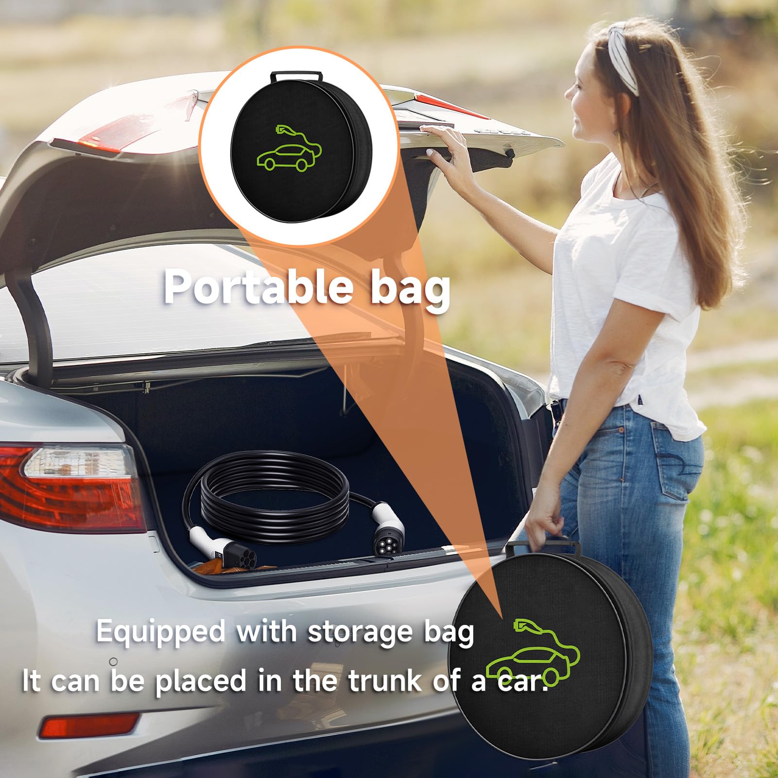 Cable de Carga Coche Electrico Tipo 2, 11kW | 16A | Trifásico | 5M, Cable de Carga EV Tipo 2, Cable de Carga para Vehículos Eléctricos e Híbridos Enchufables de Tipo 2 a Tipo 2, con Bolsa