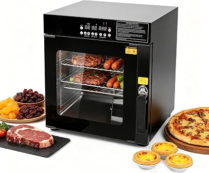 CLIVIA 3-in-1 Indoor Electric Smoker Combo, 86F-500F Countertop Smoker Oven, Dehydrator & Roaster, 2-Tier Stainless Steel with Viewing Window & Wood Chip Box for Jerky, BBQ, Baking