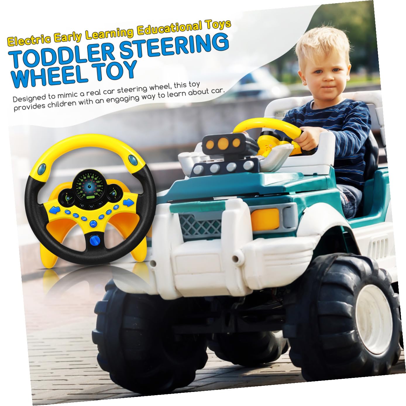 Toddmomy Volante Giocattolo Per Bambini Con Luci e Musica, Mini Volante Di Simulazione Guida Educativa Portatile Per Gioco Di Ruolo e Apprendimento Interattivo Famiglia