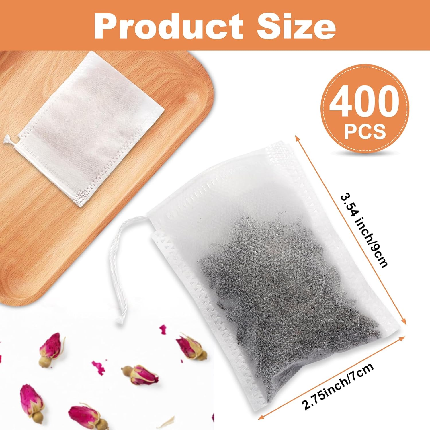 400 PCS Tea Bags for Loose Leaf Tea, Empty Disposable Filter Bags