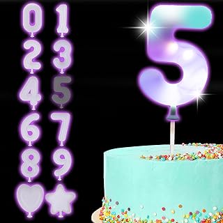 ArtCreativity LED Numeric Birthday Cake Topper - Light Up Number Cake Toppers with 3 Eye-Catching Modes - Anniversary and Birthday Cake Decorations - LED Cake Decor for Any Age (#5)