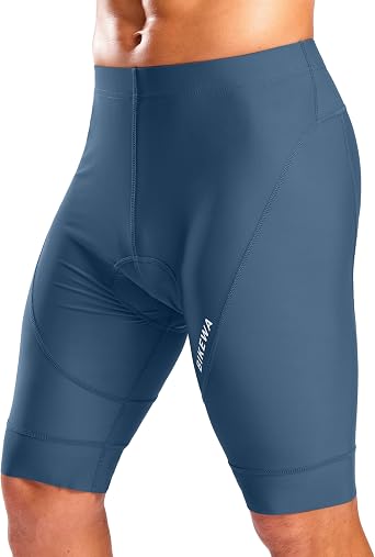 Bikewa Mens Cycling Shorts with Silicone Leg Grippers Padded Bike Bicycle Biking Shorts for Men No Pockets