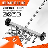 Vista 7 de HORUSDY Barredora magnética rodante de 17 pulgadas con ruedas, mango ajustable, imán resistente de capacidad de 8.8 libras para recoger las uñas
