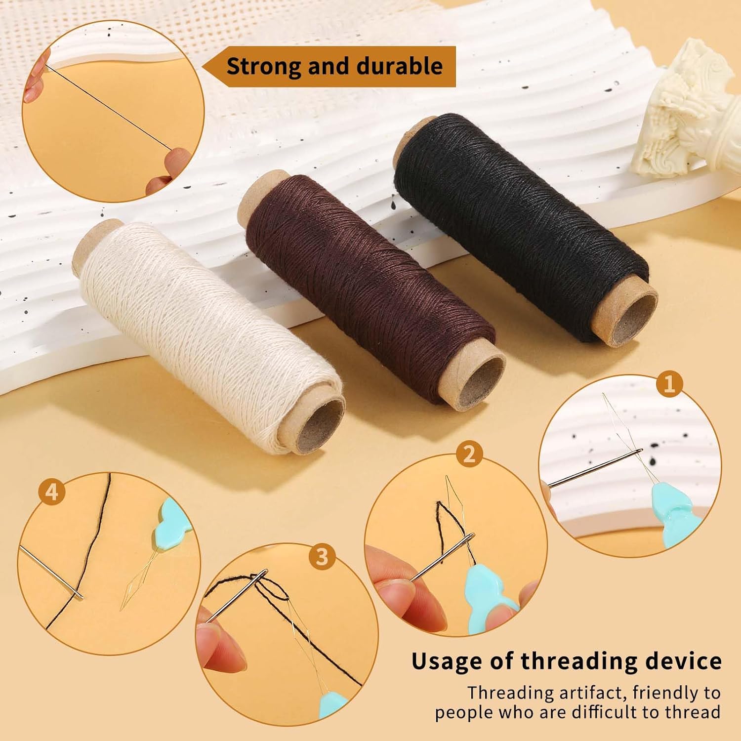 Hair Extension Thread 3 Rolls Sewing Threads for Hair 110 Yard