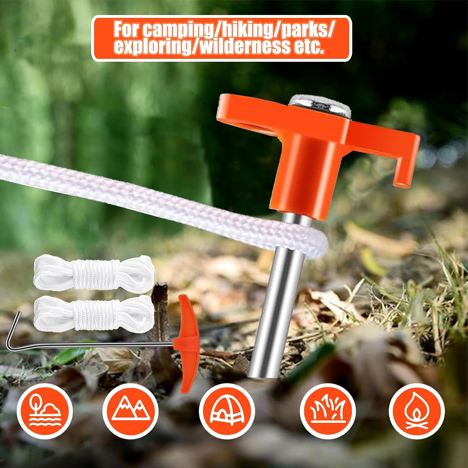 smilixin 23 Pack Tent Stakes Heavy Duty,10 Inch Non-Rust Metal Tent Pegs Camping Stakes,Ground Stakes Tent Spikes for Camping,Garden,Hiking,Grassland,with 1 Pcs Hooked Head & 2 Pcs 10FT Ropes