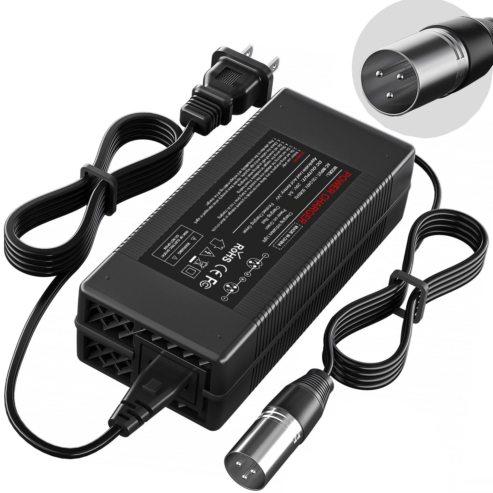 Amazon.com: 29V 5A Fast Charger for 24V Lead Acid Battery, 3-Pin