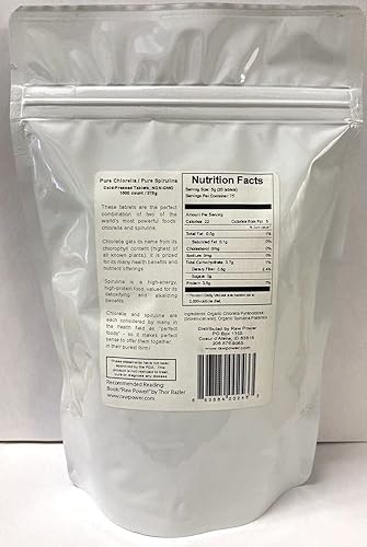 Miniatura 2 de Raw Power Tabletas de ClorellaEspirulina (1500 unidades, 13.23 oz, prensado en frío, mezcla 5050, sin aditivos, rellenos ni aglutinantes) Marca