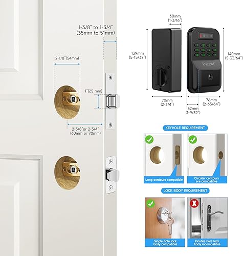 Miniatura 6 de Cerradura inteligente de entrada sin llave y cerradura de puerta delantera de reconocimiento de palma, cerradura de teclado electrónico con bloqueo