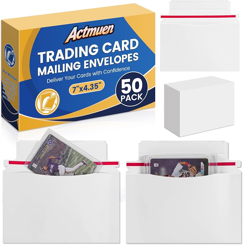 Paquete de 50 sobres para tarjetas comerciales, sobres para tarjetas comerciales de 7" x 4,35" para envío, sobre de envío de tamaño perfecto para envío por correo semirrígido y de carga superior, suministros protectores.