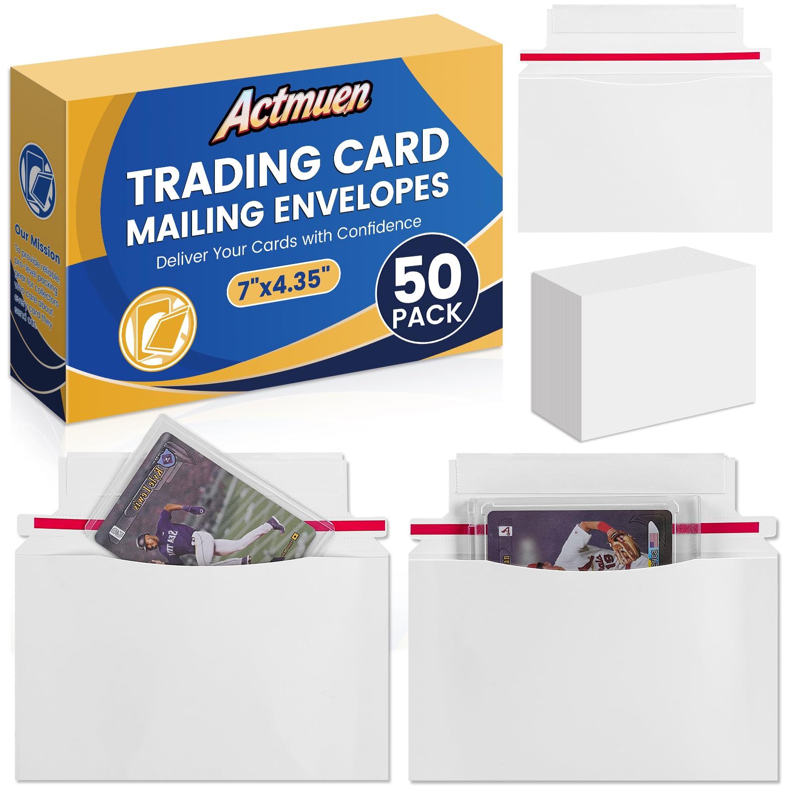 Confezione da 50 buste per carte collezionabili Mailer, 17,8 x 11 cm, buste di spedizione di dimensioni perfette per spedizioni semi-rigide e caricatrici dall'alto, forniture protettive.