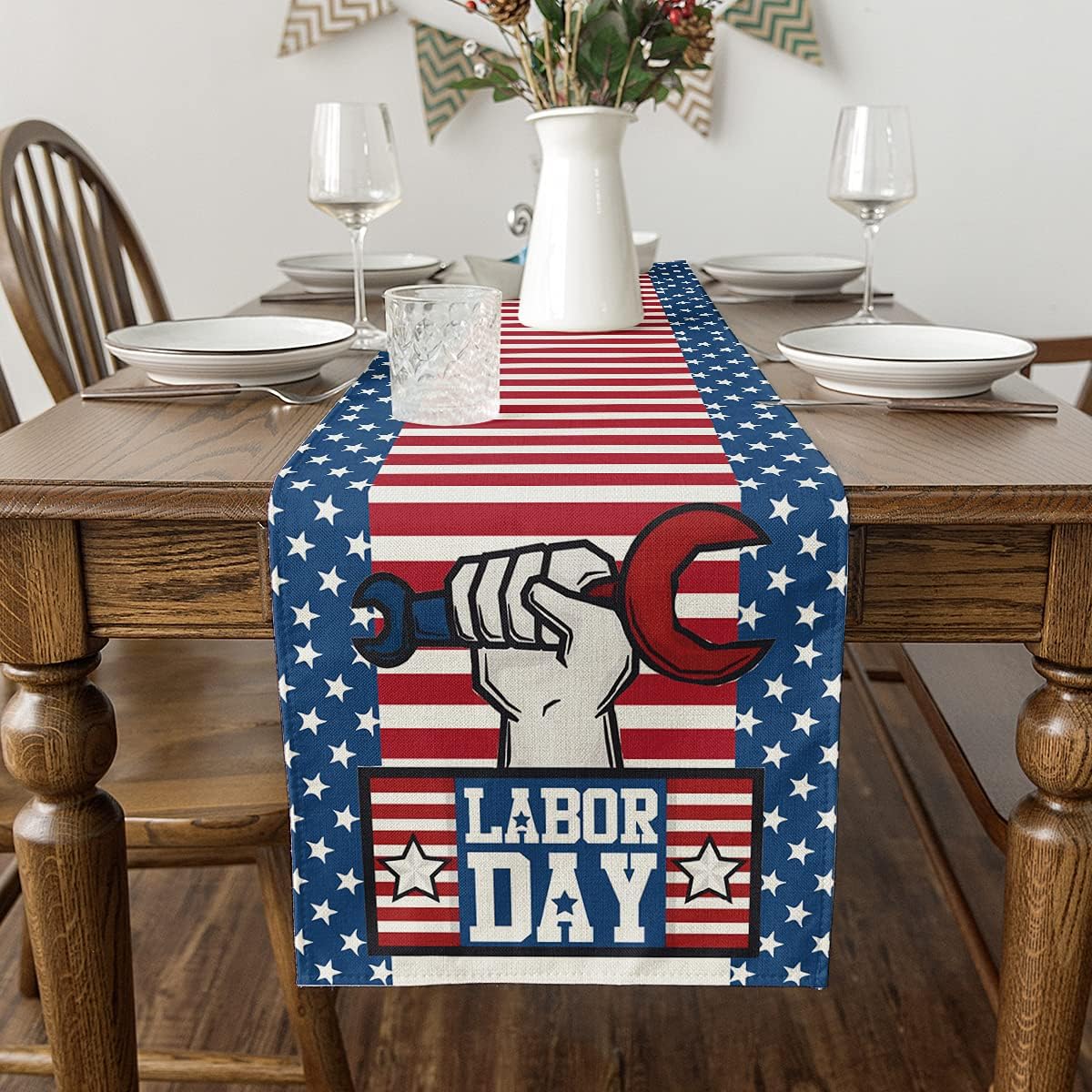Buy Artoid Mode Labor Day Watercolor Strips And Stars Table Runner