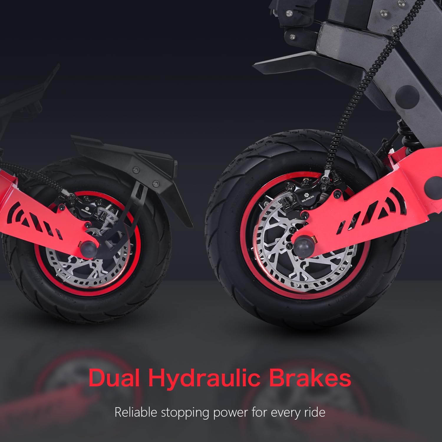 Dual hydraulic disc brakes on the H8 electric scooter