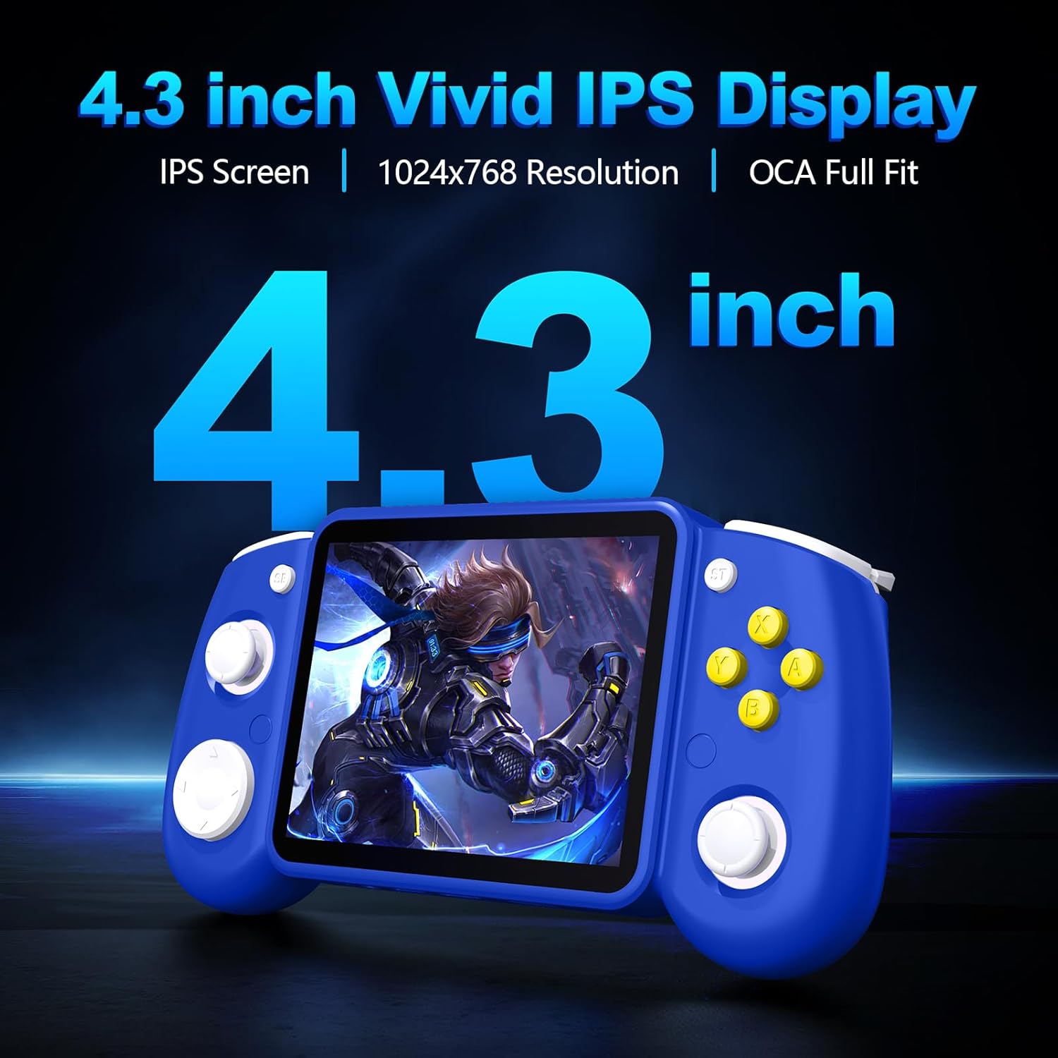 RG43H Pro Retro Handheld Game Console,Dual Game System with Powerful RK3562 Chip,4.3 Inch IPS Screen Retro Gaming Console,30+Emulators,Vibration Motor,HDMI TV Output,4000mAh Battery-64GB Klein Blue