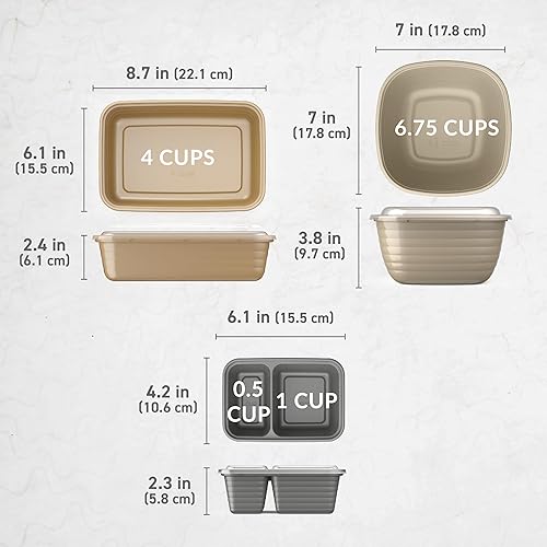 Miniatura 7 de Bentgo Prep - Kit variado de preparación de comidas de 60 piezas, recipientes de alimentos reutilizables PFAS y sin BPA, bandejas de 1