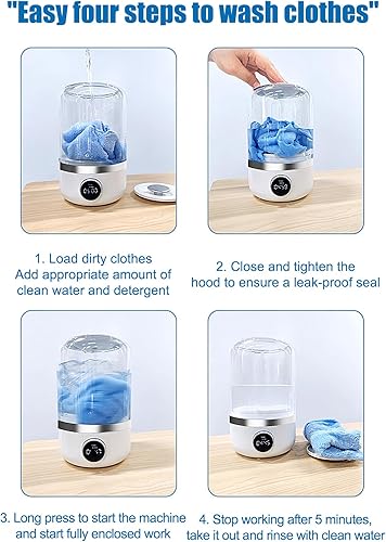 Miniatura 4 de Ye02 Lavadora portátil  Ye02 Lavadora de ropa interior, lavadora portátil recargable en miniatura, lavado de ropa en miniatura con 2 modos de