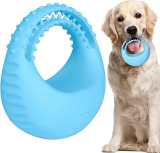 Pet Teeth Chewable Toy, Blue Rubber Dog Teething Chew Toy, Chewable Teething Activity Toys for Small Medium Dogs, Dentals Treat Dispensing Toy for Aggressive Chewers, Puppy Teething Toy 2-8 Months