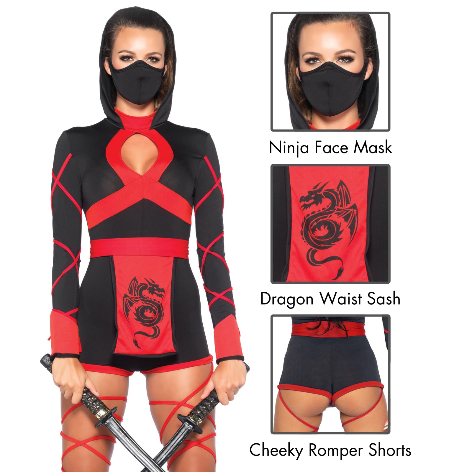 Leg Avenue kostium karnawałowy/halloweenowy Kobiety Leg Avenue Women's Sexy Dragon Ninja Costume (1 w zestawie)
