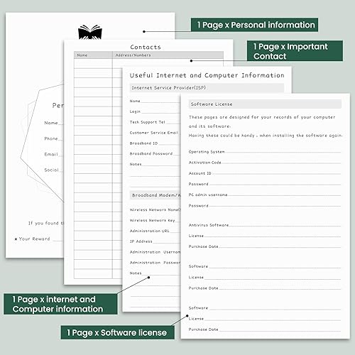 Miniatura 5 de Soomeet Libro de contraseñas en espiral con pestañas alfabéticas, A5 de 8.3 x 5.7 pulgadas, libro de registro de contraseñas para el sitio web de