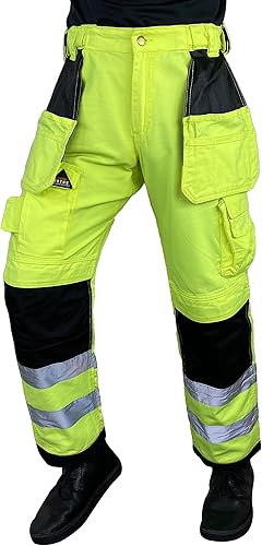 Miniatura 8 de Notus - Pantalones de seguridad de alta visibilidad para hombre Cordura reforzados hasta la rodilla, pantalones tácticos para herramientas