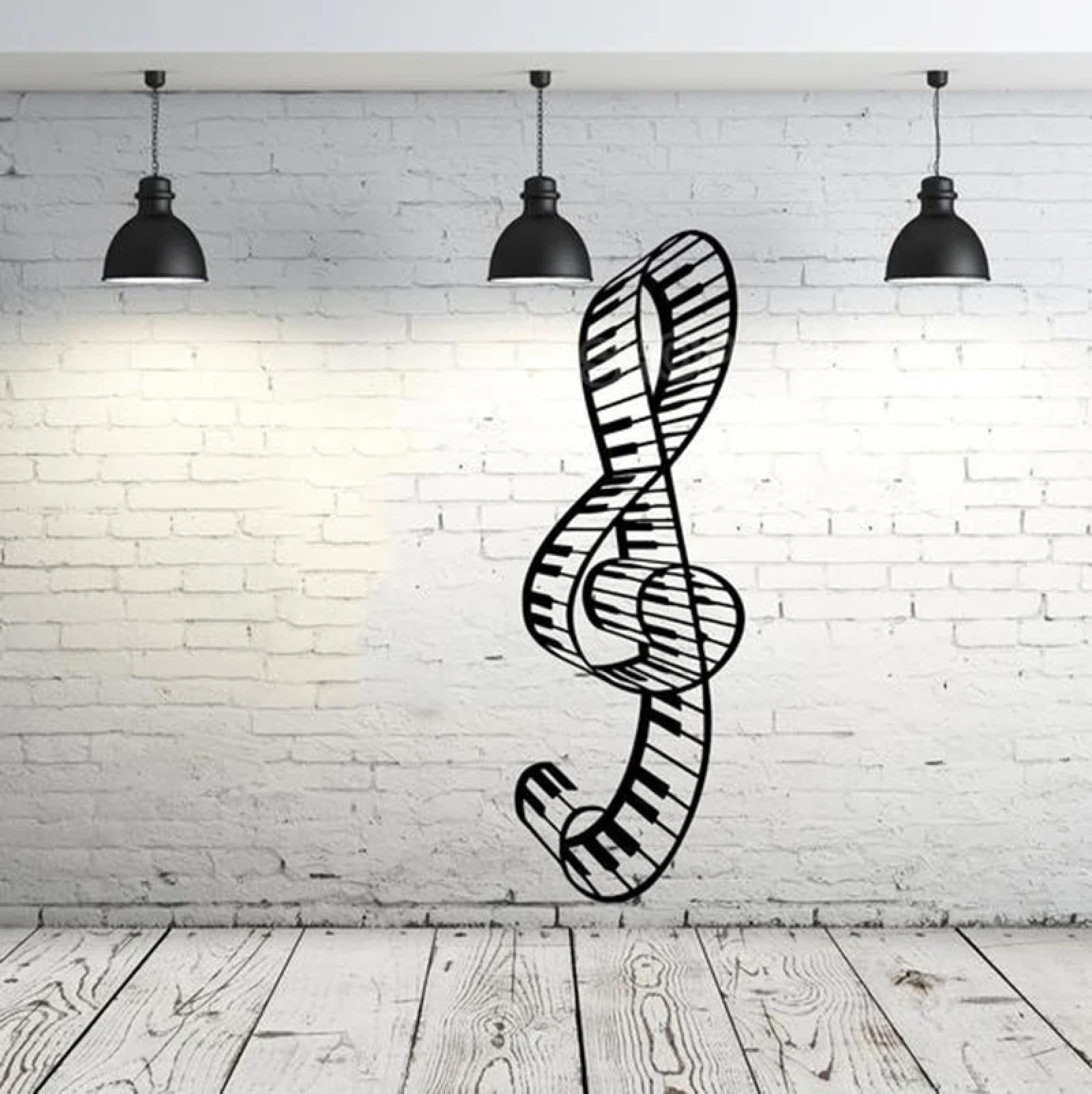 Notes wall Sticker Treble Clef Piano Key Sticker Sticker Music Notes Wave Music wall Sticker Decoration/Black