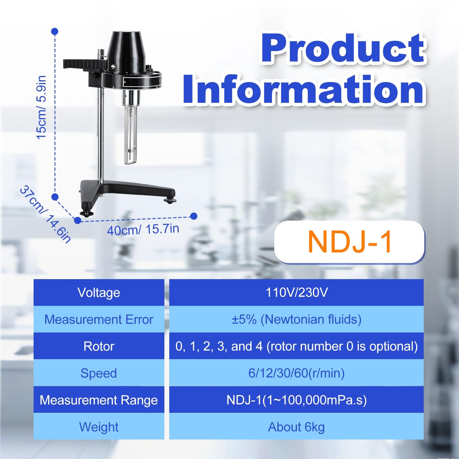 Medidor De Viscosidad, Viscosímetro Puntero, Newton Viscosímetro, 4 Rotores, Precisión ±5%, Ideal Para Pruebas 1-100.000 Mpa.S Y Control De Laboratorio