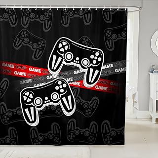 Feelyou Gamer Shower Curtains Gamepad Bathroom Curtain for Kids Women Men Video Games Bathroom Accessories Waterproof Polyester Fabric for Stalls Bathtubs 72"x78"