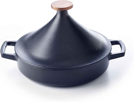 Alva Nori Enameled Cast Iron Tagine, 3-Quart Moroccan Cooking Pot with Self-Basting Lid, No Seasoning Required, Oven & Induction Safe to 500F, for Braises, Stews & Roasted Vegetables